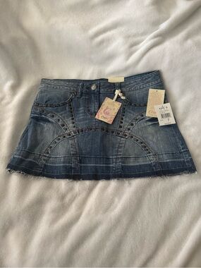 Candie's Blue Denim Mini Skirt with Stud Accents
